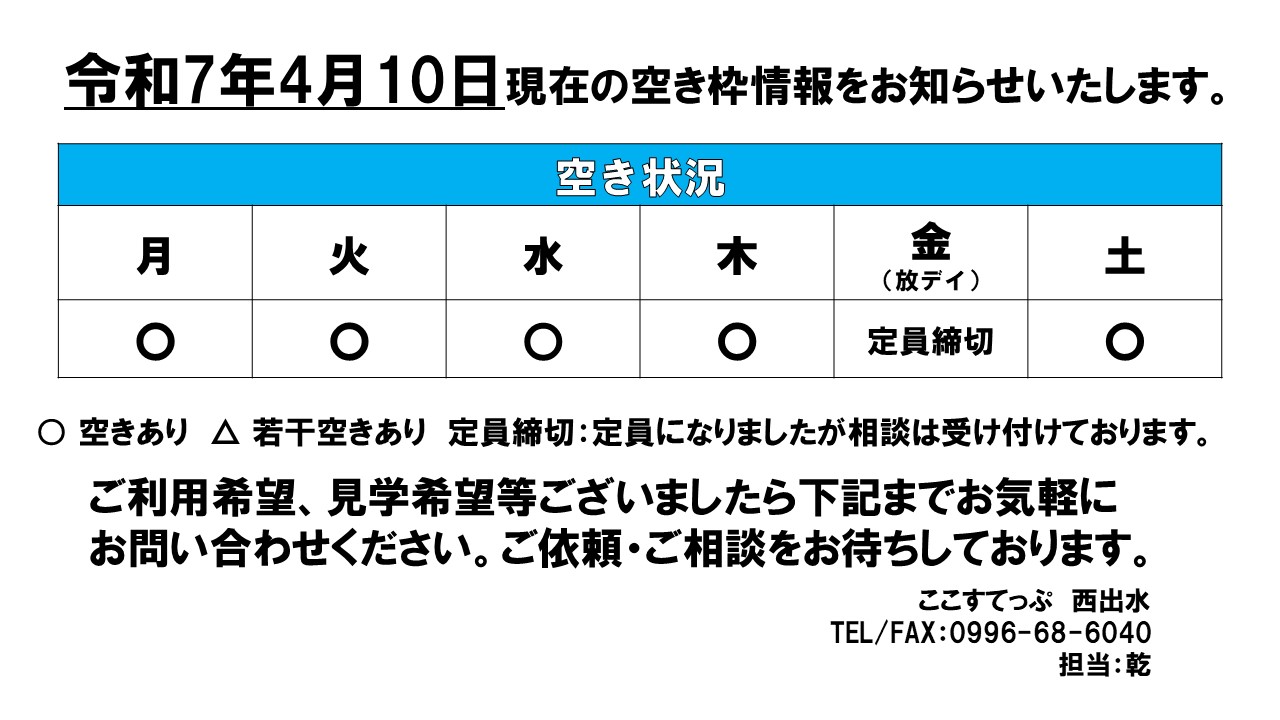 4月空き状況