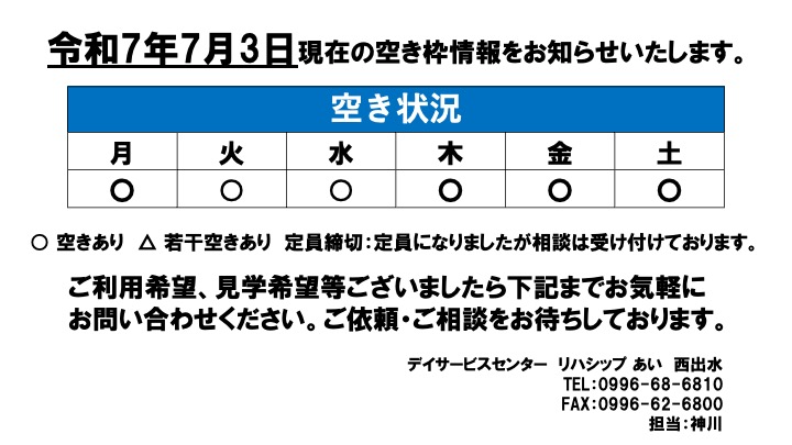 7月空き状況