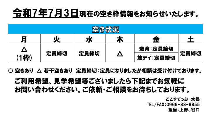 7月空き状況
